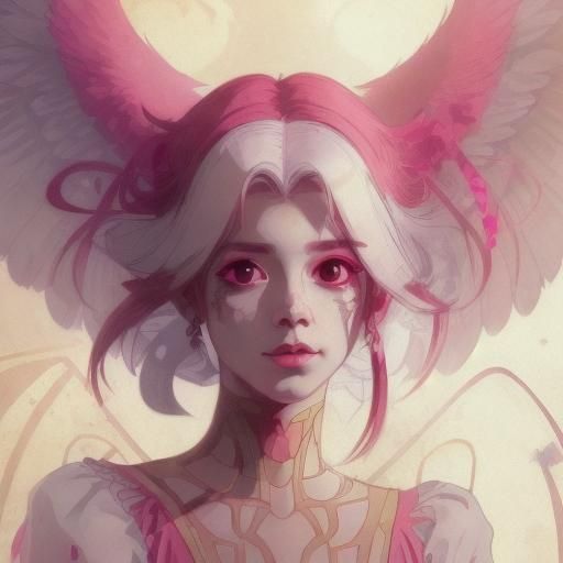 <lora:vivziepop:1.0> cute pink and white angel art by vivzie...
