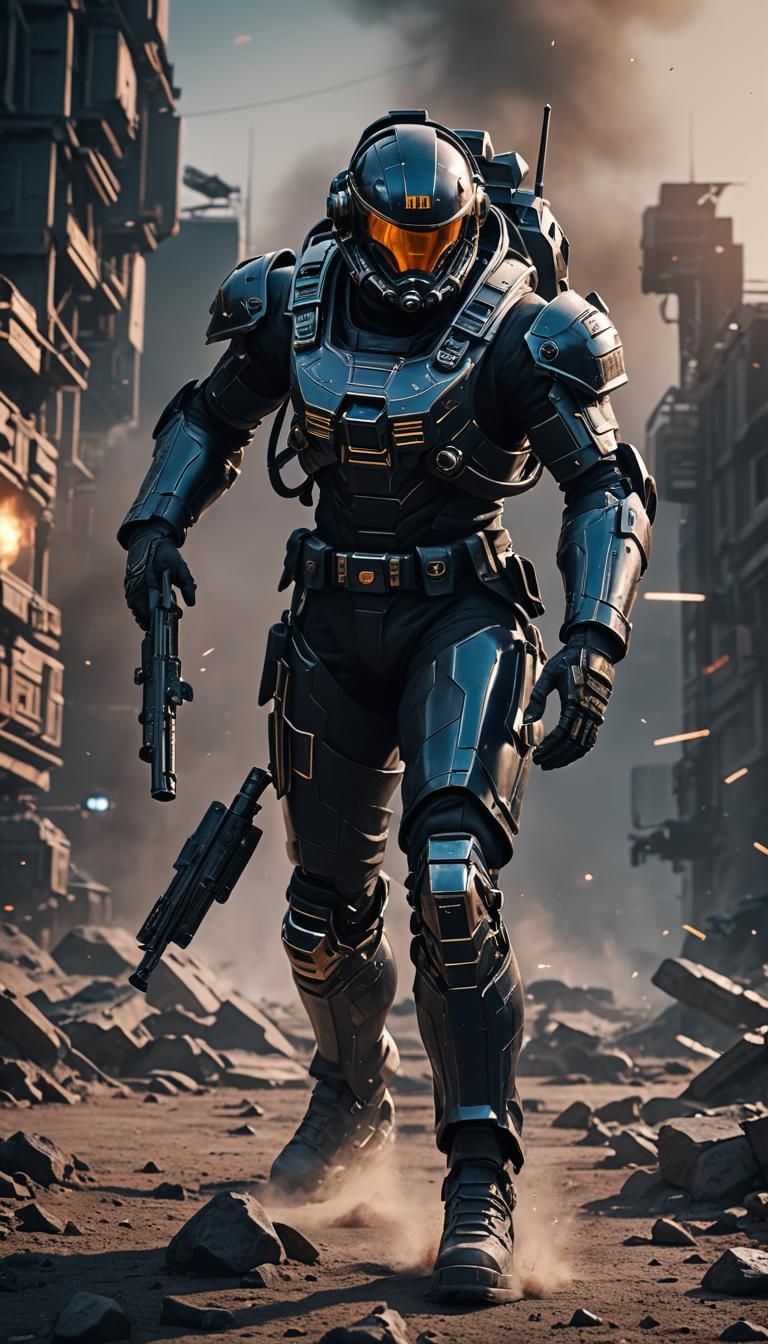 Helldiver Soldier in Sci-Fi Cinematic Style