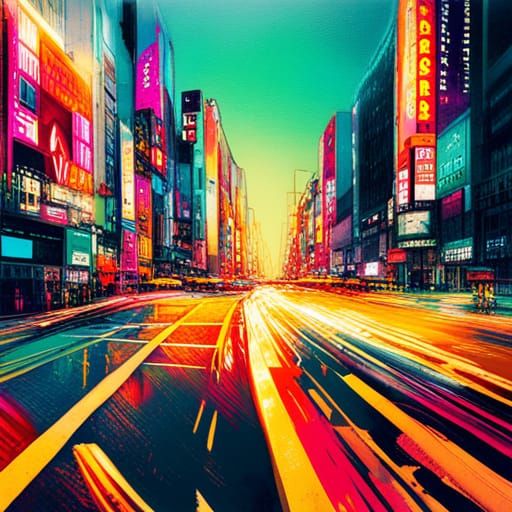 Tokyo Cityscape at Night: Ultra Realistic Graffiti Art