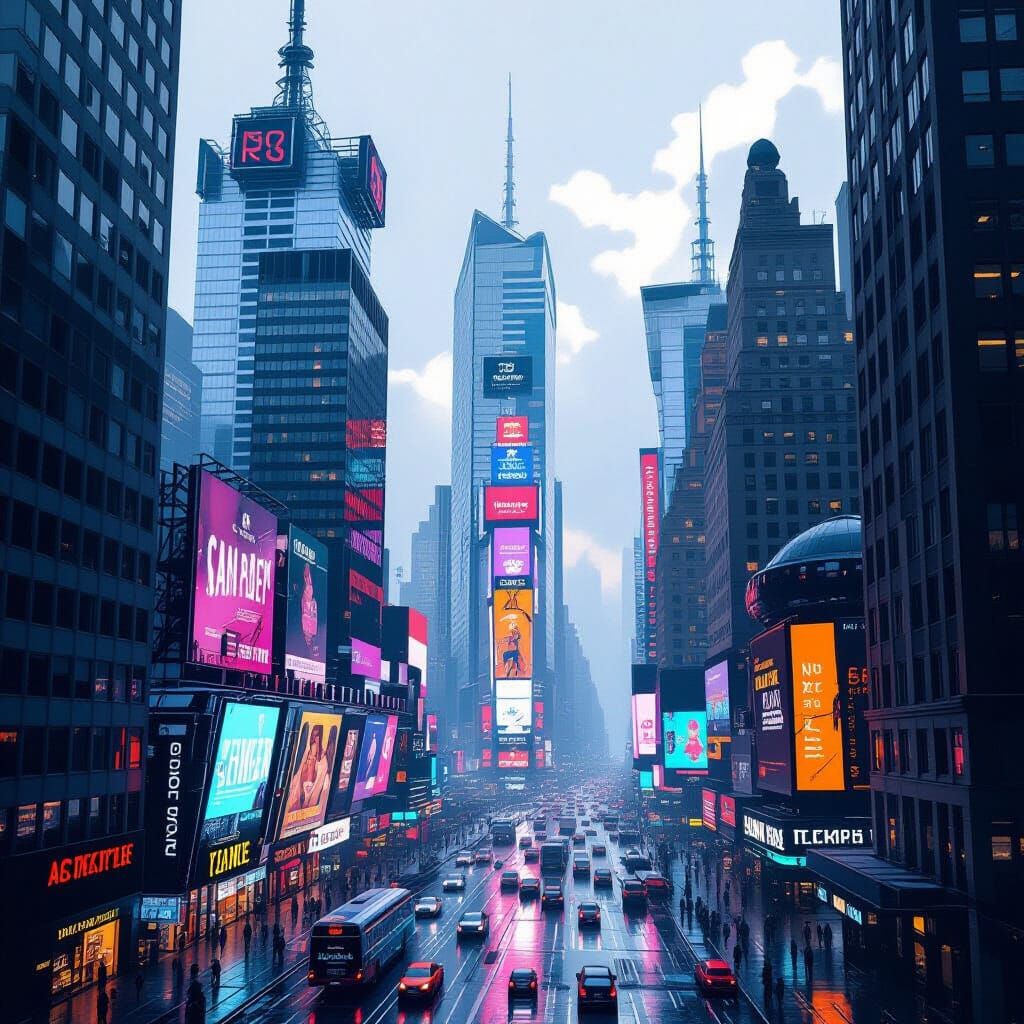 New York City Center in Cyberpunk Style