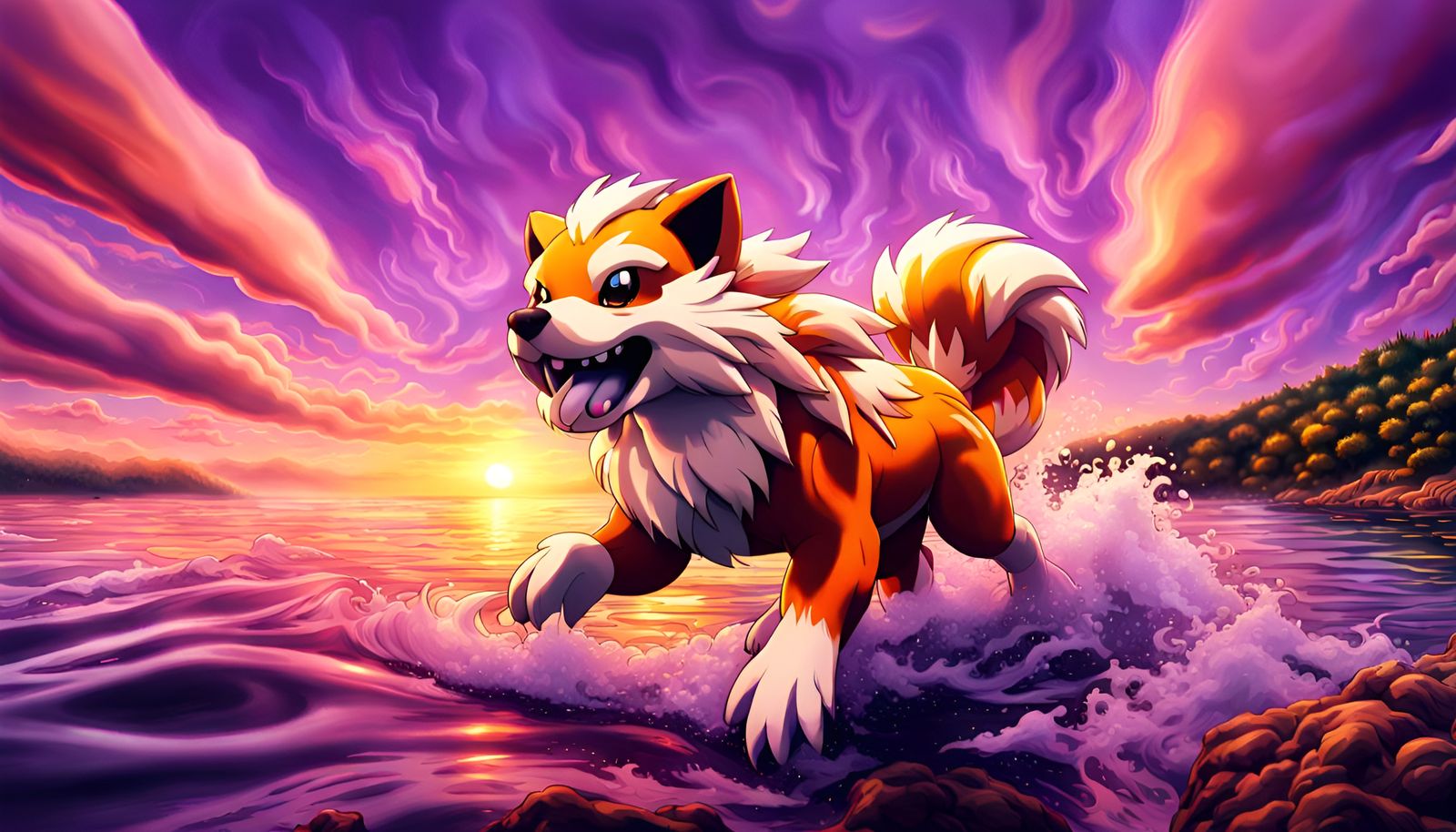Growlithe into the Lake