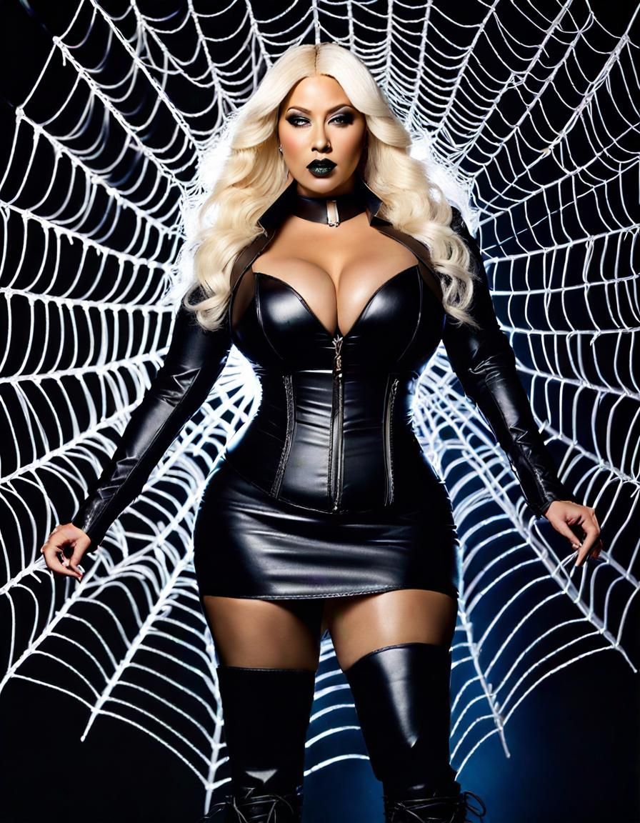 Terrified Woman Trapped in Spider Web: Pop Art Horror