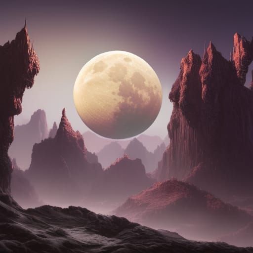 Fantastical Moon in Deep Color: Matte Painting