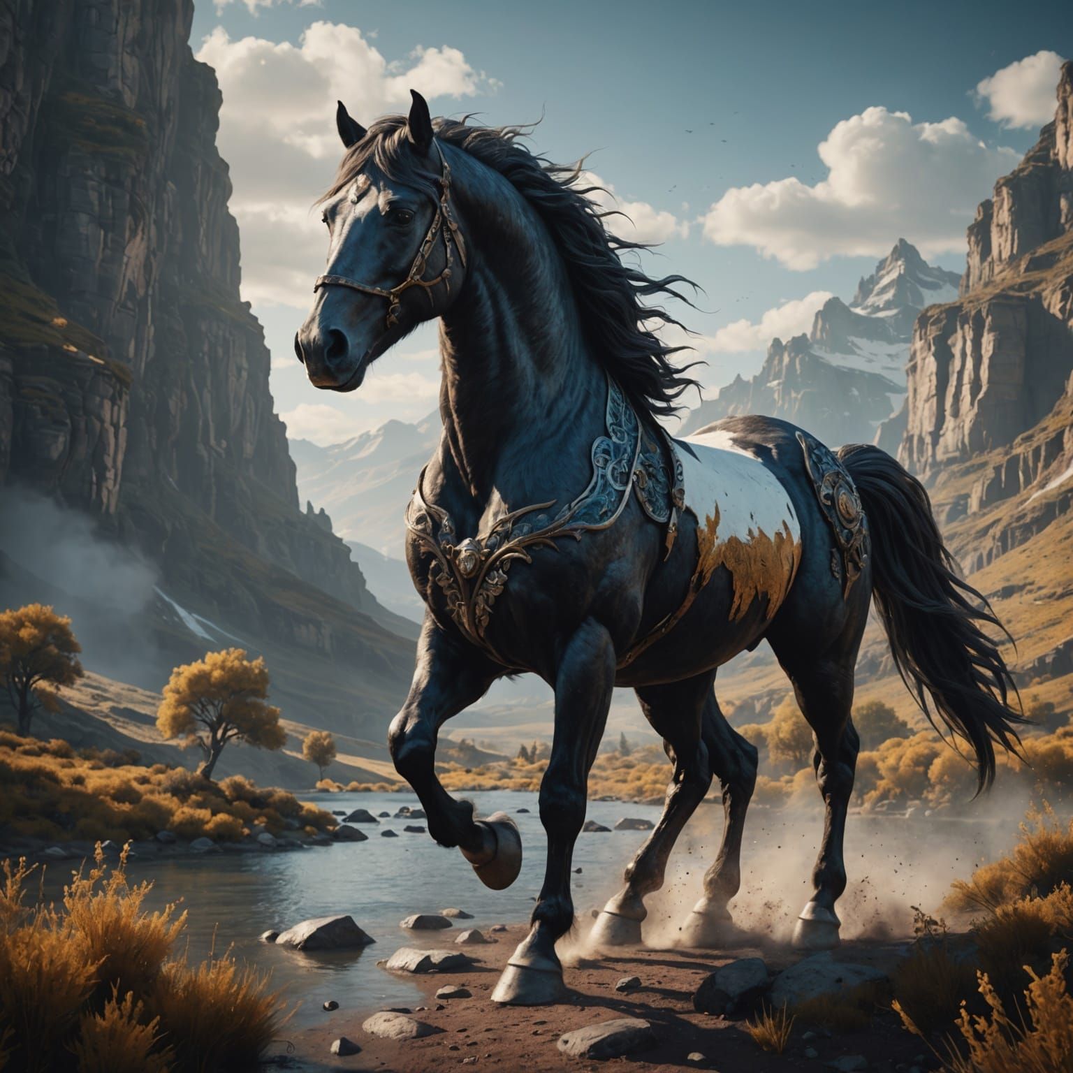 Majestic Wild Horse in Detailed Fantasy Art