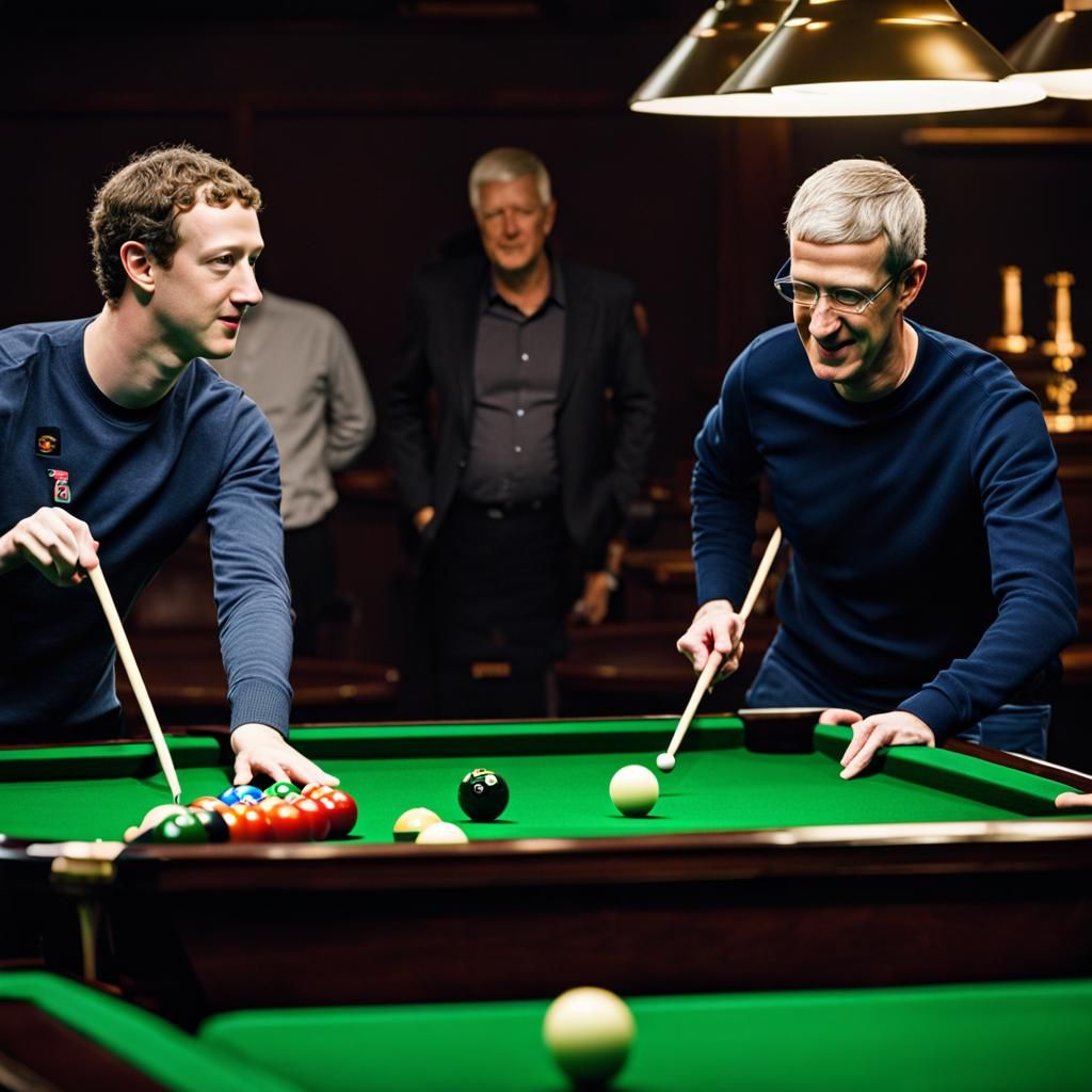 Mark Zuckerberg and Tim Cook Play Snooker