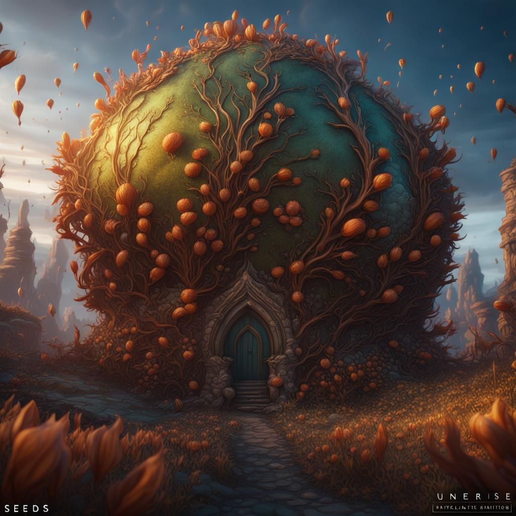 Detailed Seeds in Fantastical Fantasy Art