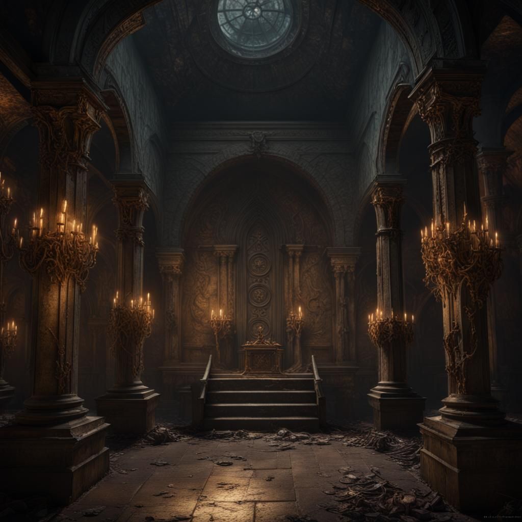 Eerie Crypt Interior in Dark Fantasy Style