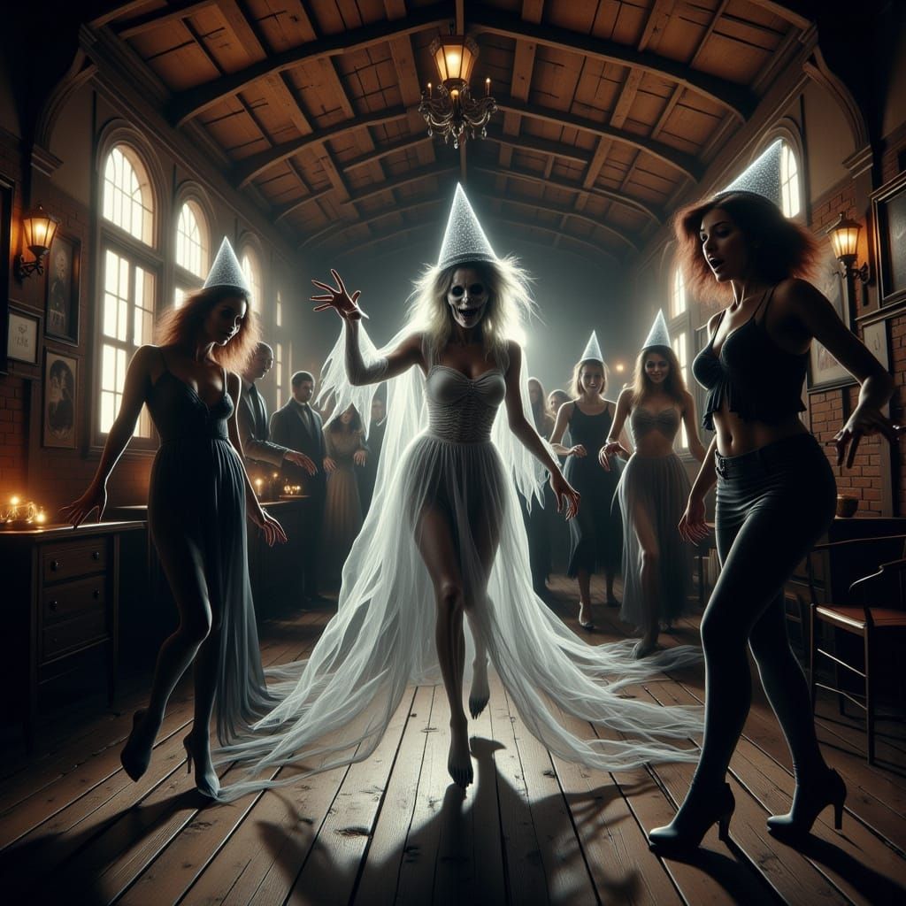Ghostly Dancers at a Haunted New Year's Ball