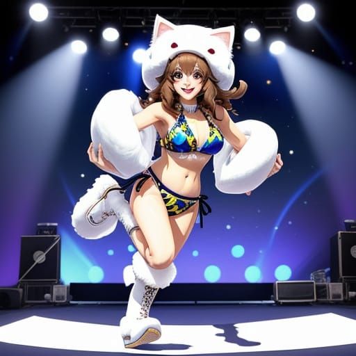 Anime Girl Juggling Eggs on Stage