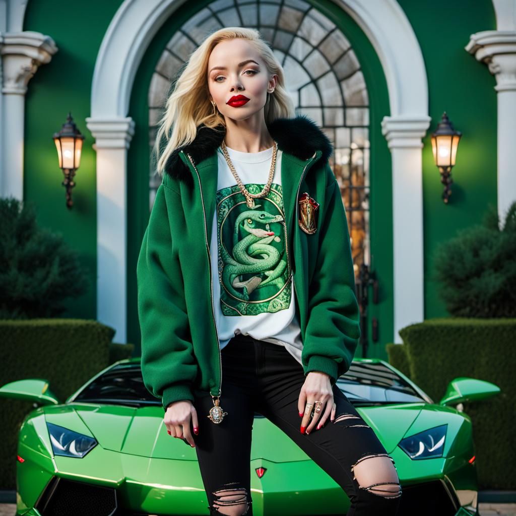 Dove Cameron as Slytherin Student in Hyperrealistic Photo