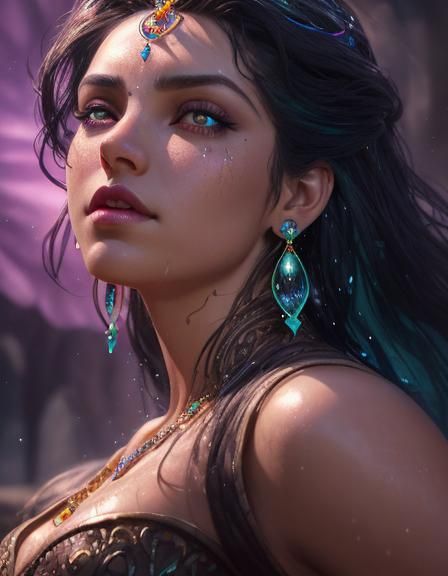 Esmeralda's Shining Eyes: Hyperrealistic Concept Art