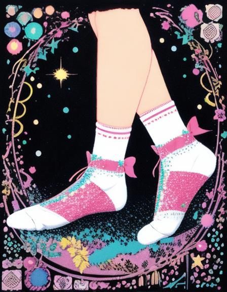 Dynamic Socks with Applique and Sequins in Dot Matrix