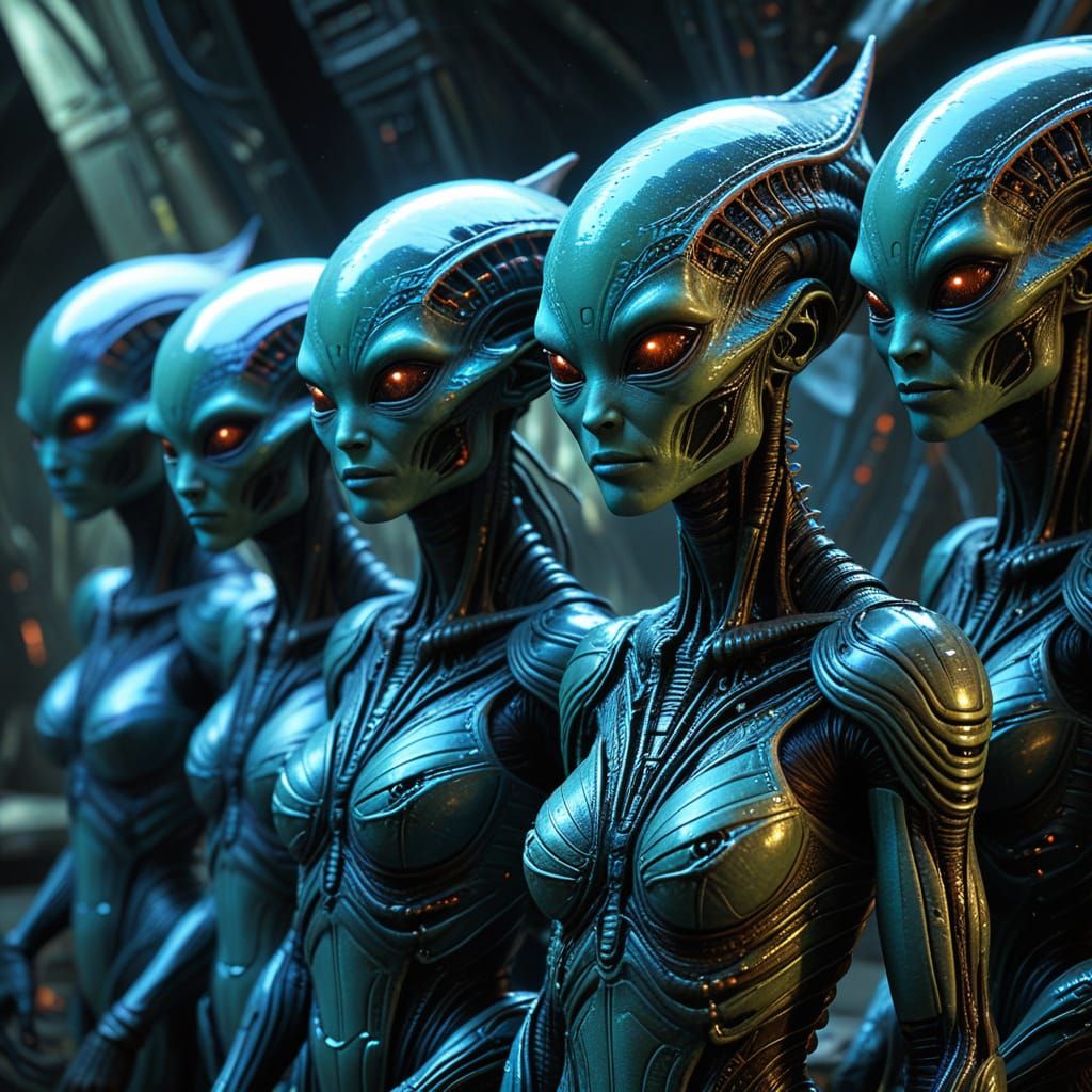 Ethereal Alien Beauties in Hyperdetailed Sci-Fi Landscape