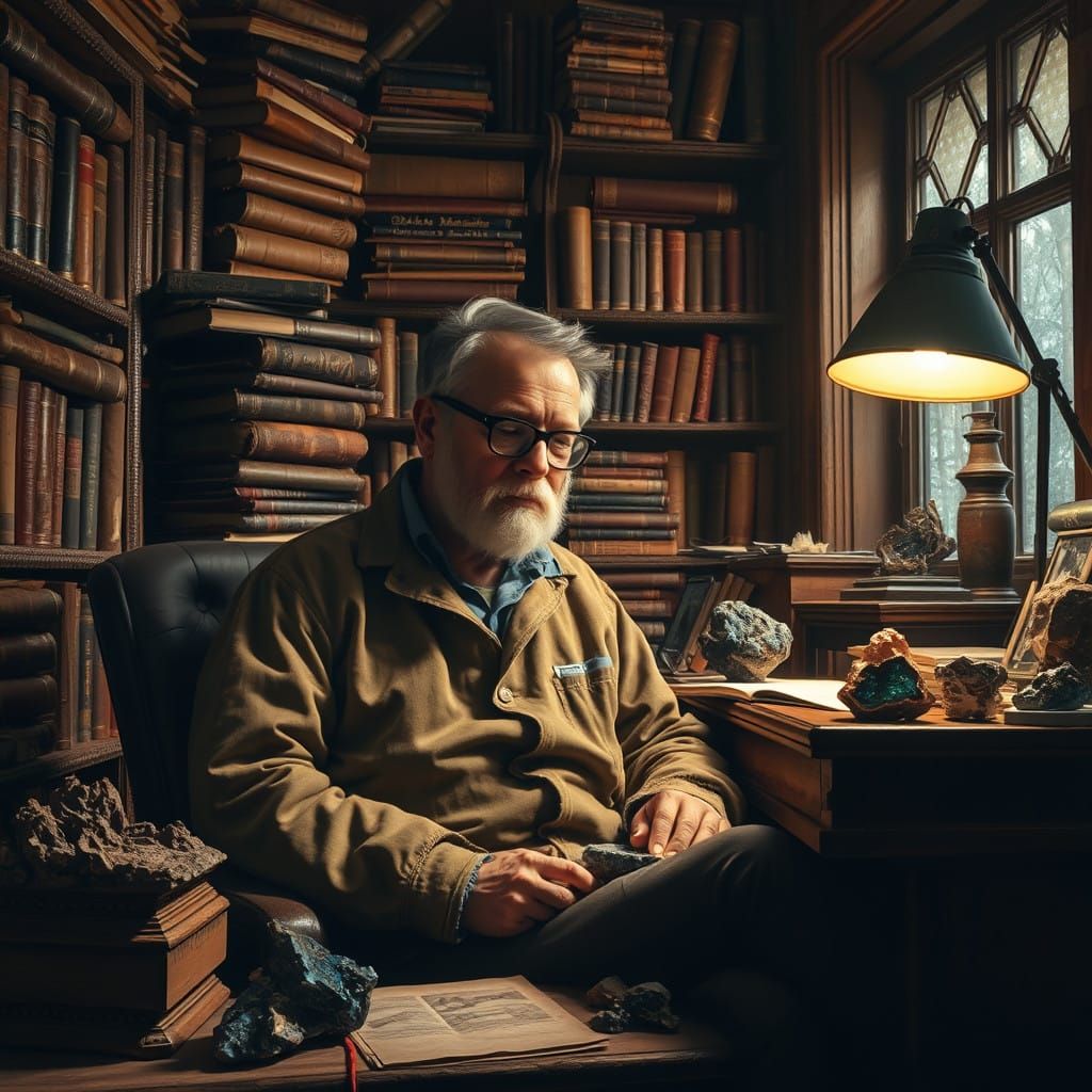 A Geologist safe at home watching the rocks