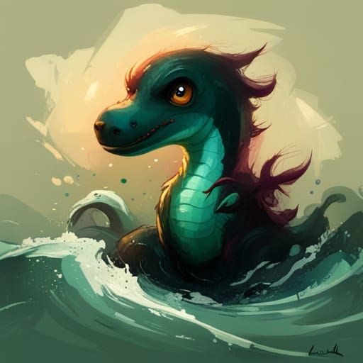 Chibi Loch Ness Monster in Streetwear