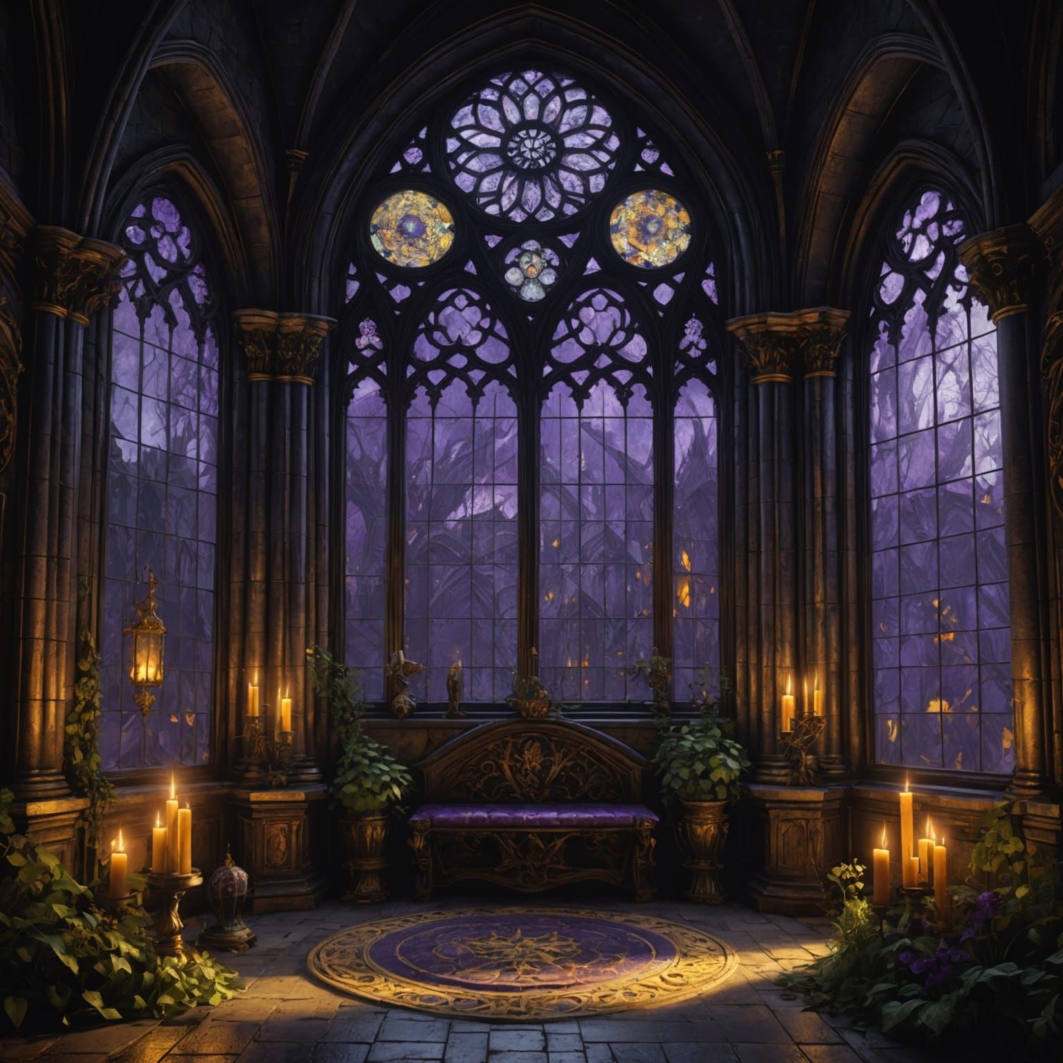 Gothic Fantasy Art in Purple and Yellow
