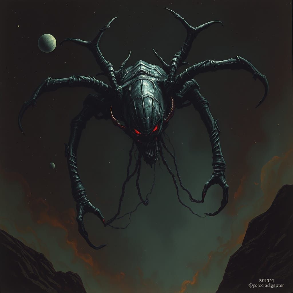 Cosmic Horror Entity in Deep Space as Dark Fantasy