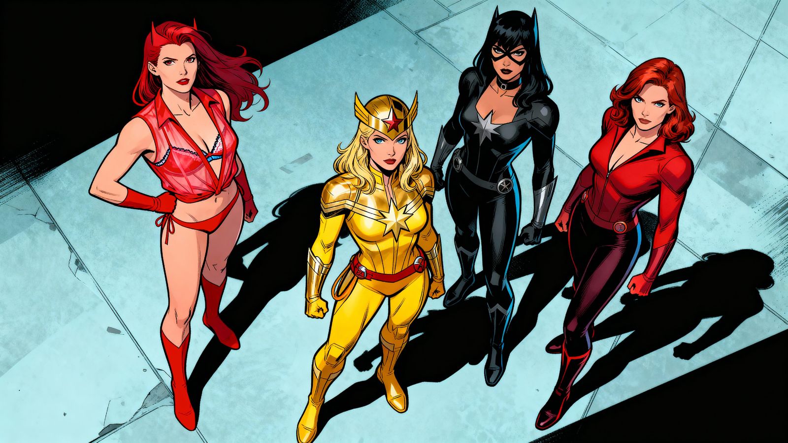 Avengers Female Characters in Comic Art Style