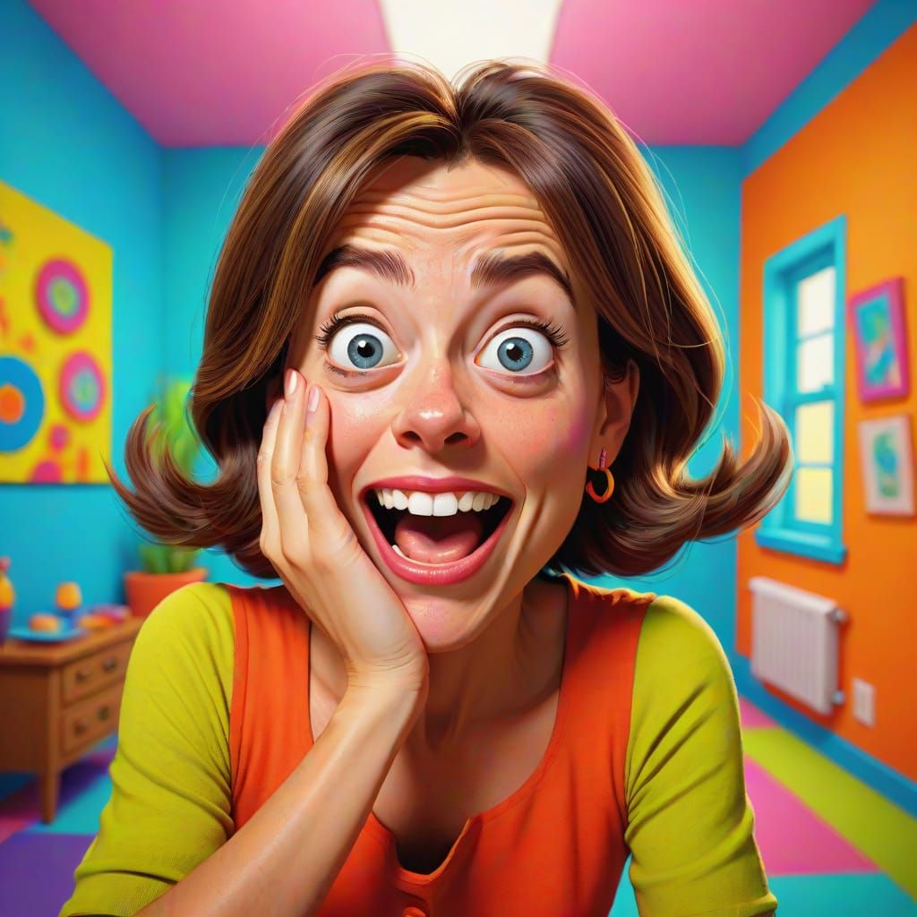 Caricature Cartoon of Susie Making a Silly Face