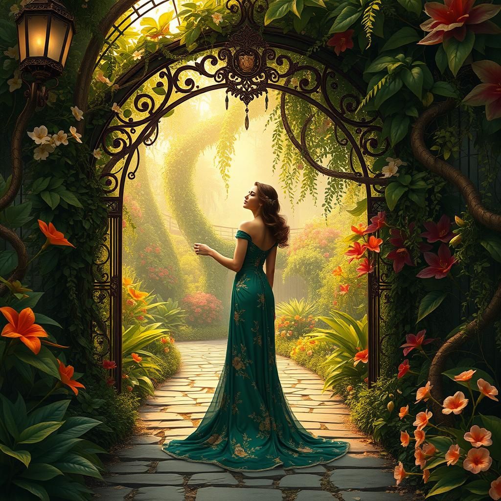 Art Nouveau Botanical Garden Digital Matte Painting