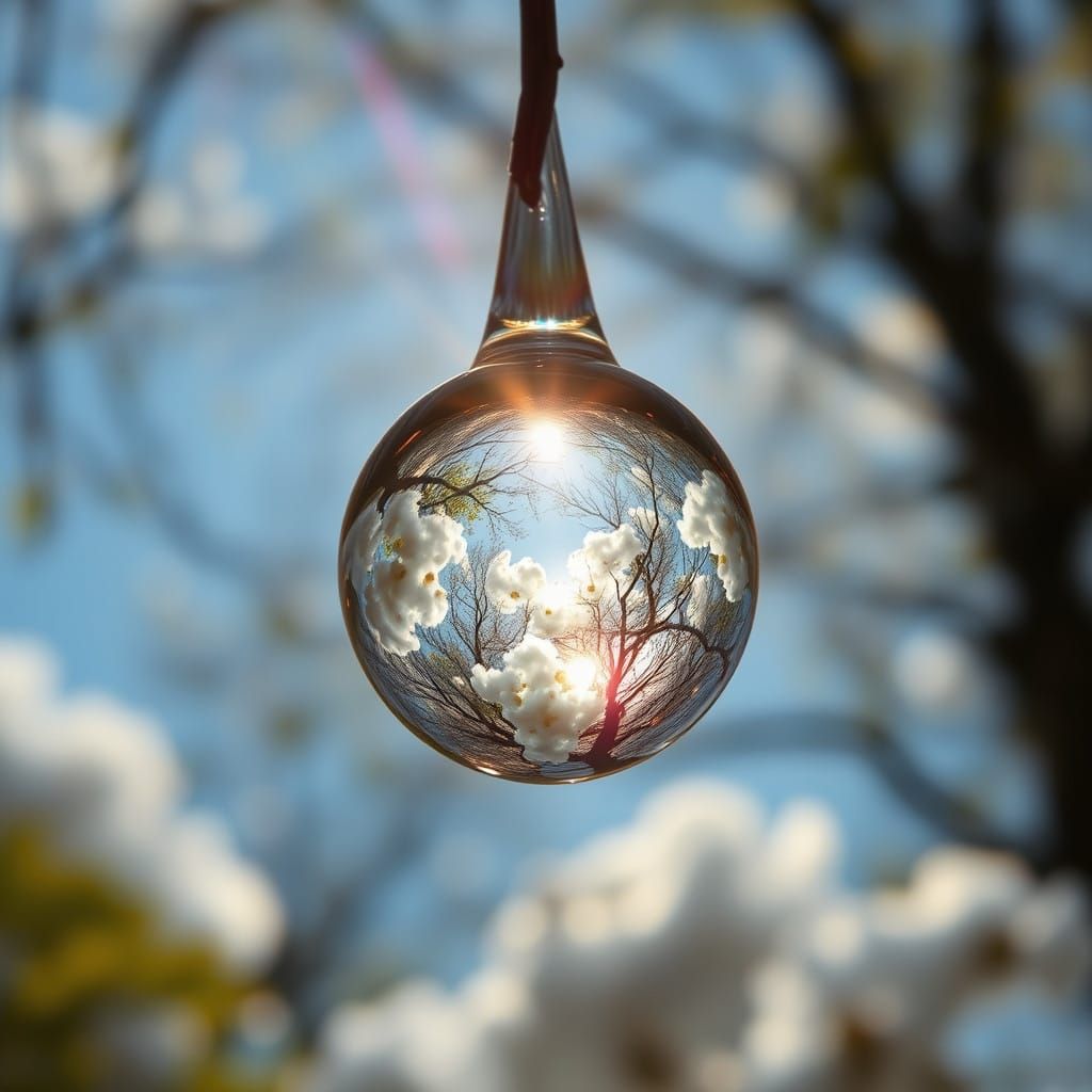 Surreal Water Droplet Captures Radiant Landscape in Photorea...