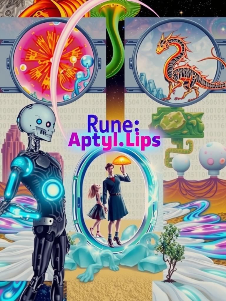 Cyborg, Dragon, and Hibernation Capsules in Cyberpunk Style