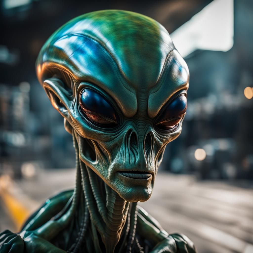 Holographic Alien Portrait in 8K HDR