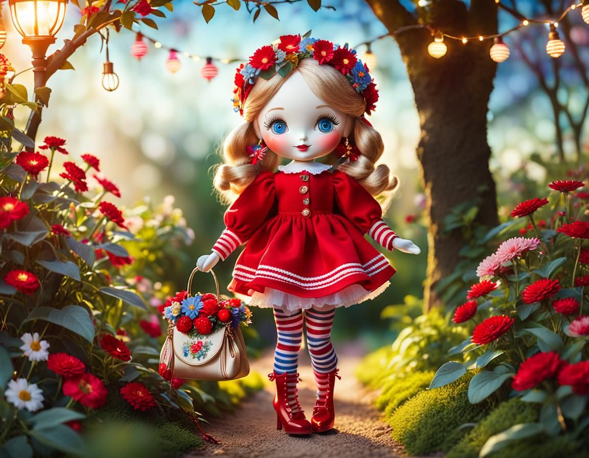 Gorjuus Style Doll Portrait in Lush Garden