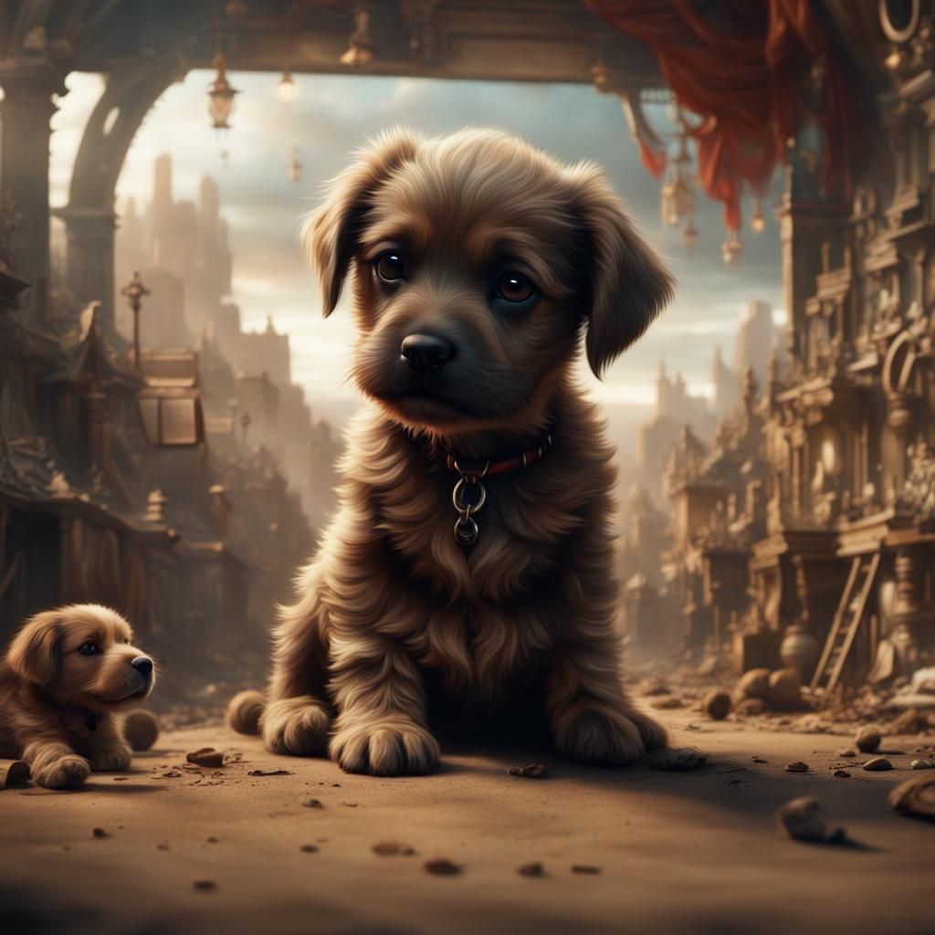 Cute Puppy Dog: Digital Matte Painting