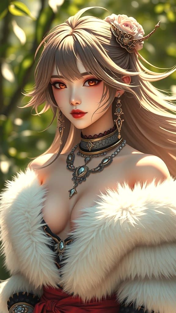 Yae Miko as High-Fashion Model in Hyperrealistic Style