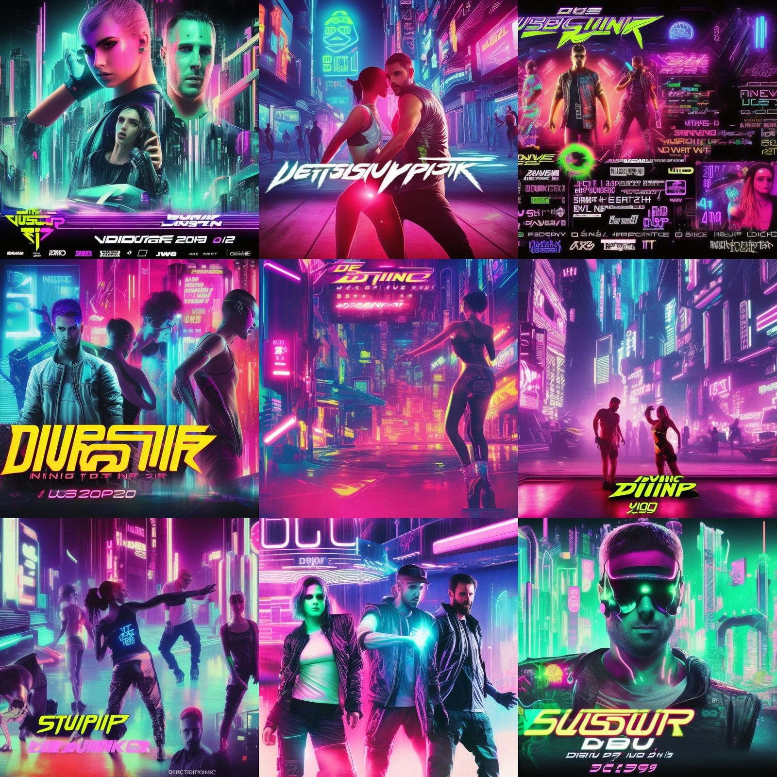 Cyberpunk Rave: Neon Dubstep Dance in Digital Art