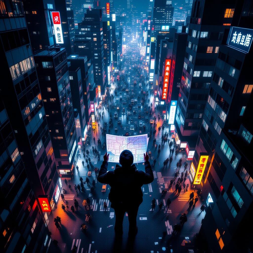 Lost Tourist Navigates Vast Urban Maze at Night