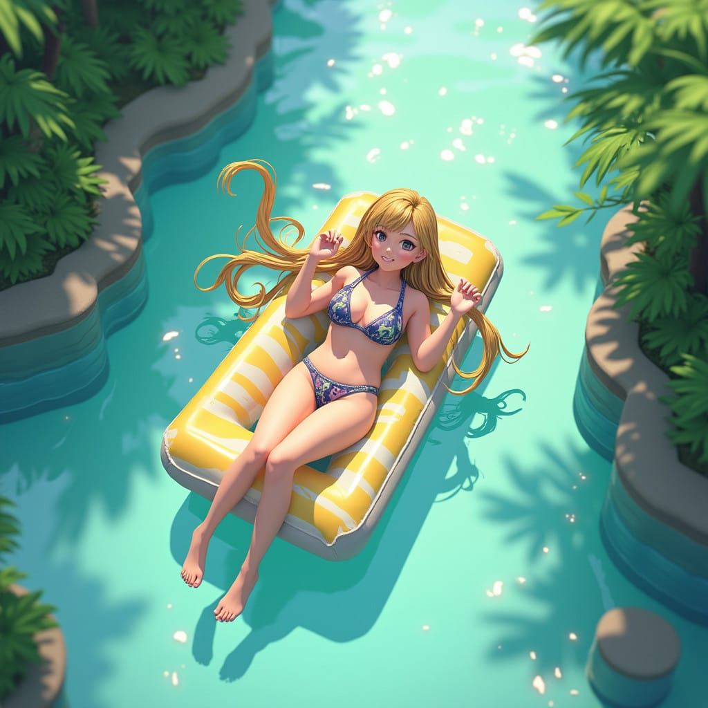 A Girl Adrift in Vibrant Paradise