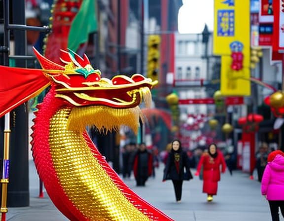 New Year Dragon in Chinatown Celebration