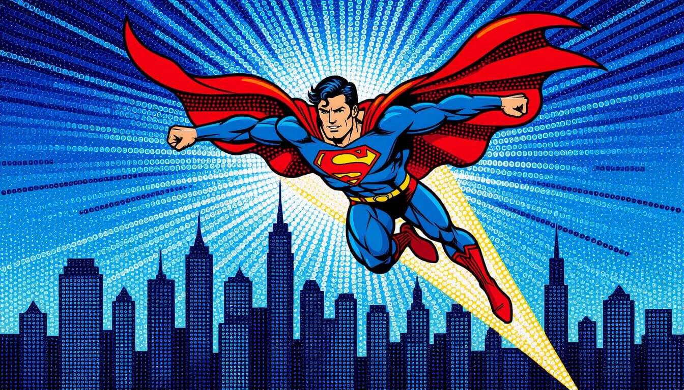 Superman Flying Over Metropolis in Beaded Artwork