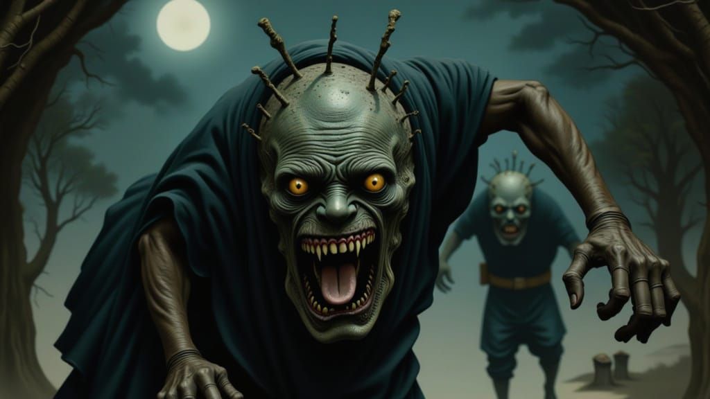 Terrifying Dark Fantasy Creature in Abandoned Asylum