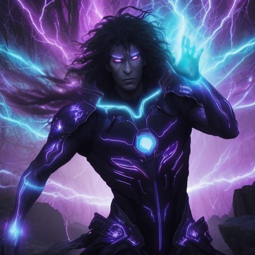 Bioluminescent Forest Creek in Kirlian Photography