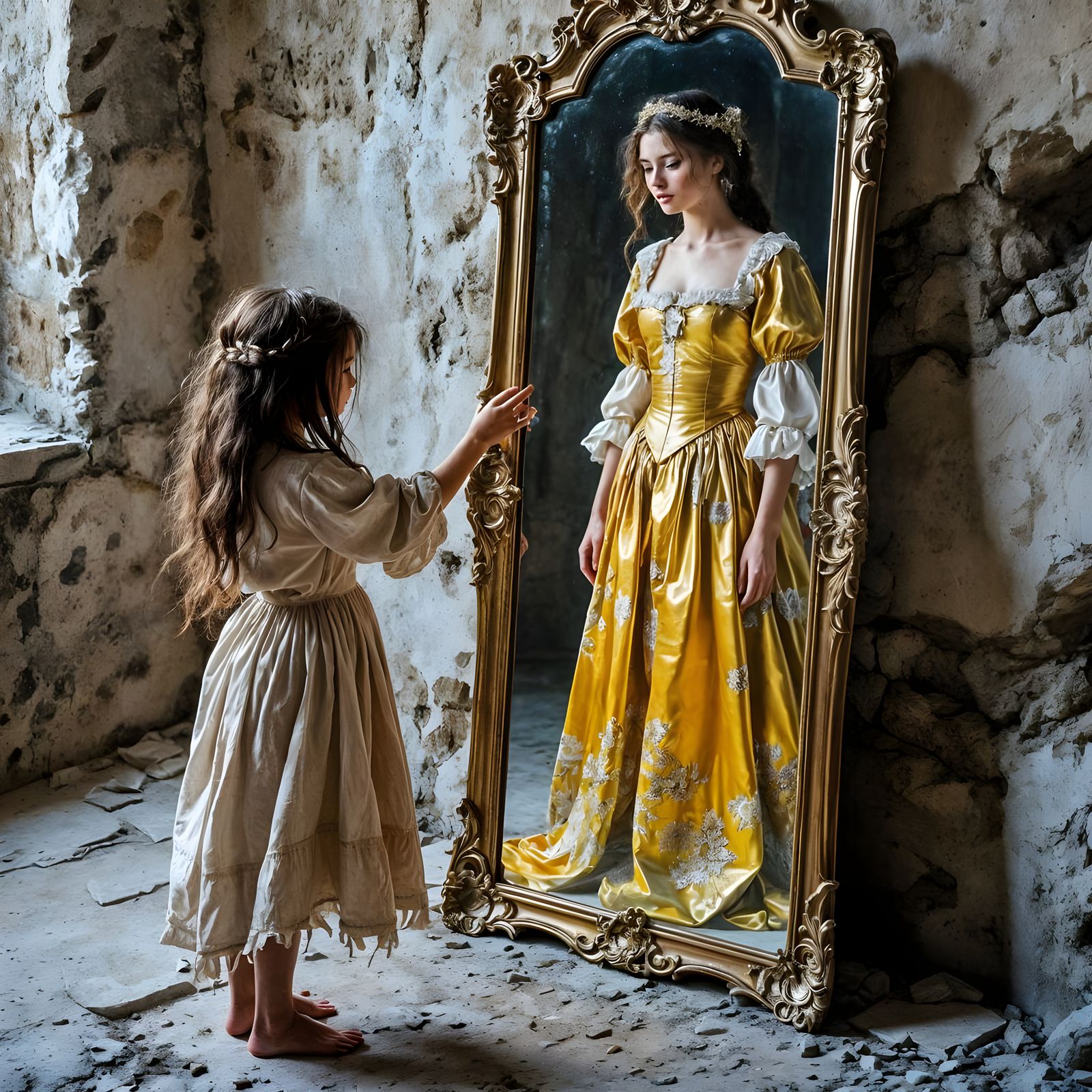 Servant Girl's Dream of Royalty in Mirror