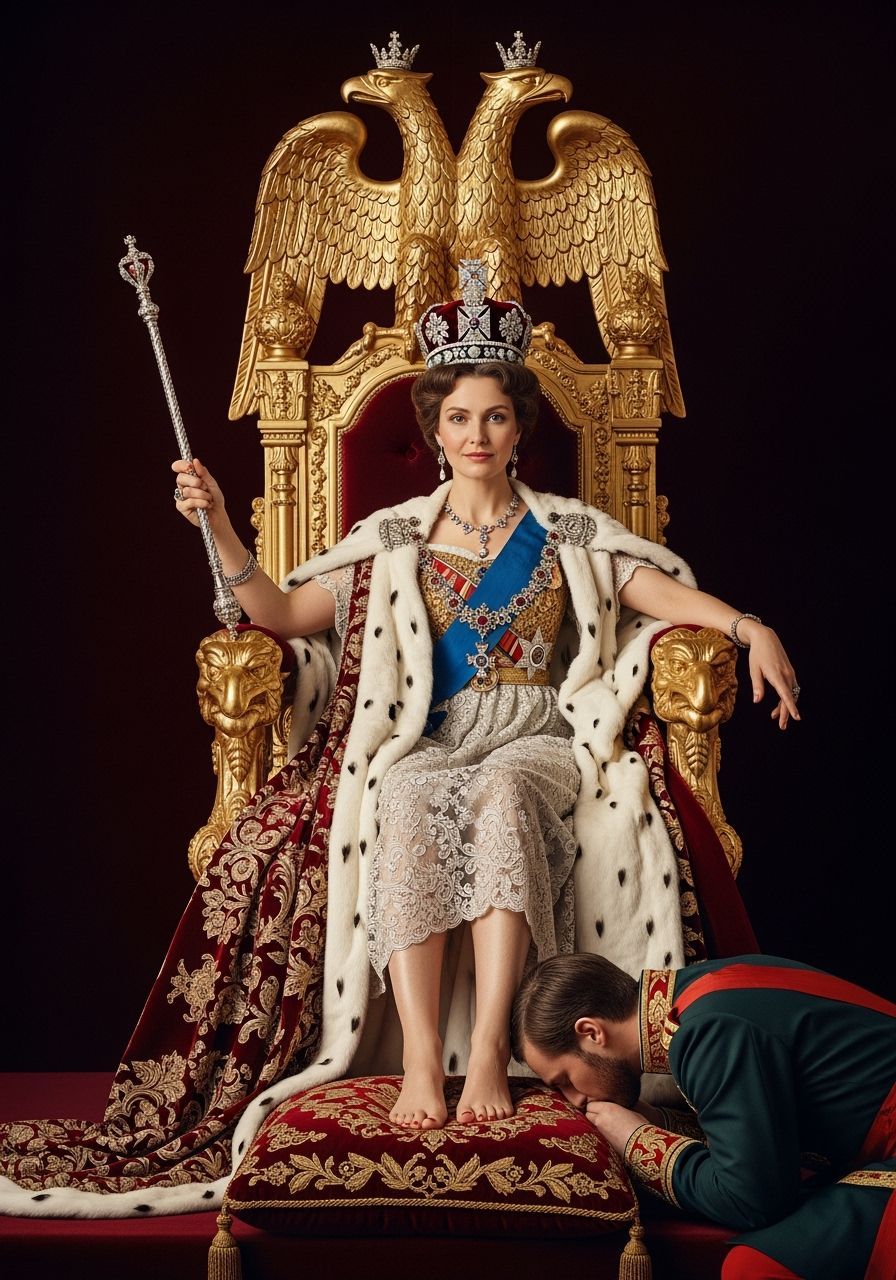 Russian Tsarina on Opulent Throne, Fine Art Photography