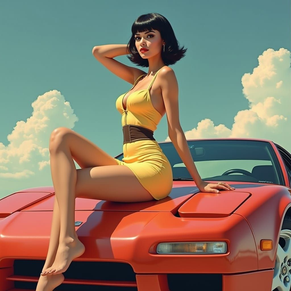 Persian Woman Poses with 1991 Nissan NSX in Pinup Style