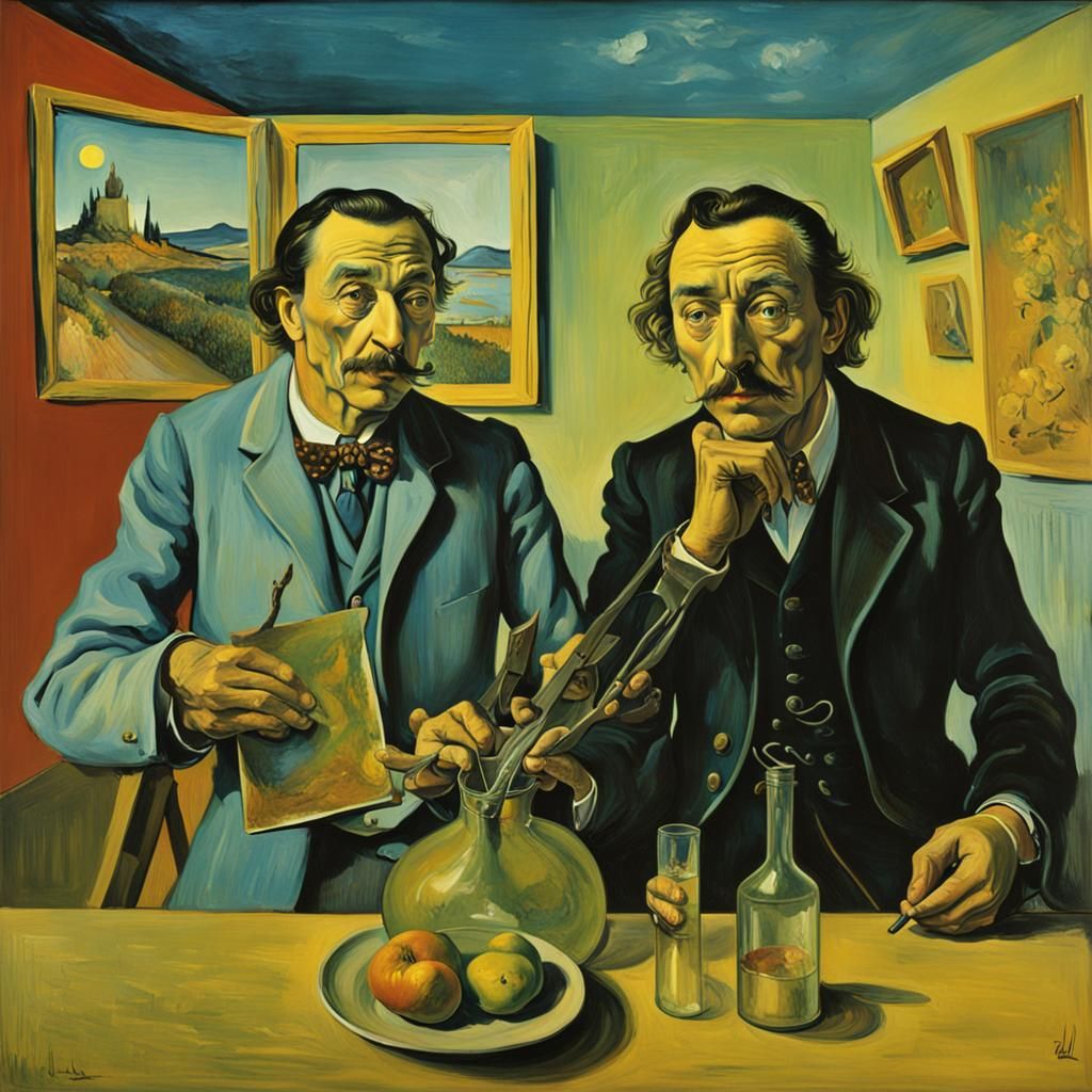 Dali and Van Gogh: A Hyperdetailed Fantasy Conversation