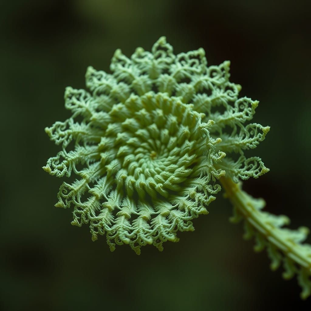 Botanical Elegance: Delicate Fern Frond with Logarithmic Spi...