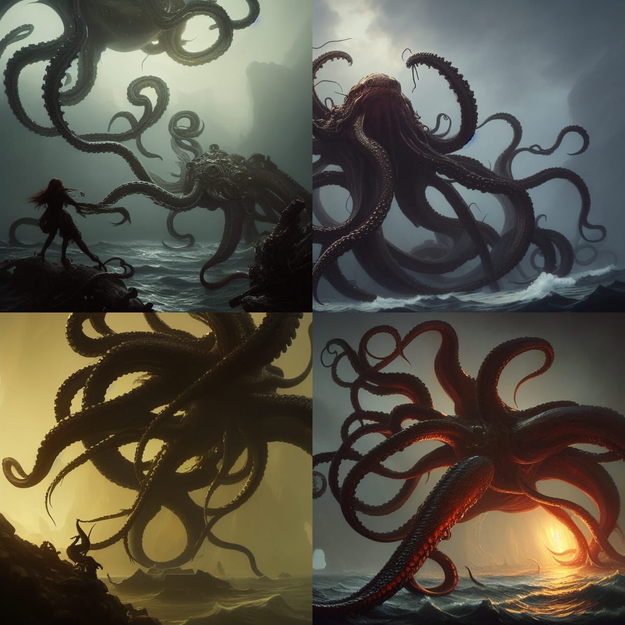 Terrifying Kraken Masterpiece in Dark Fantasy Style