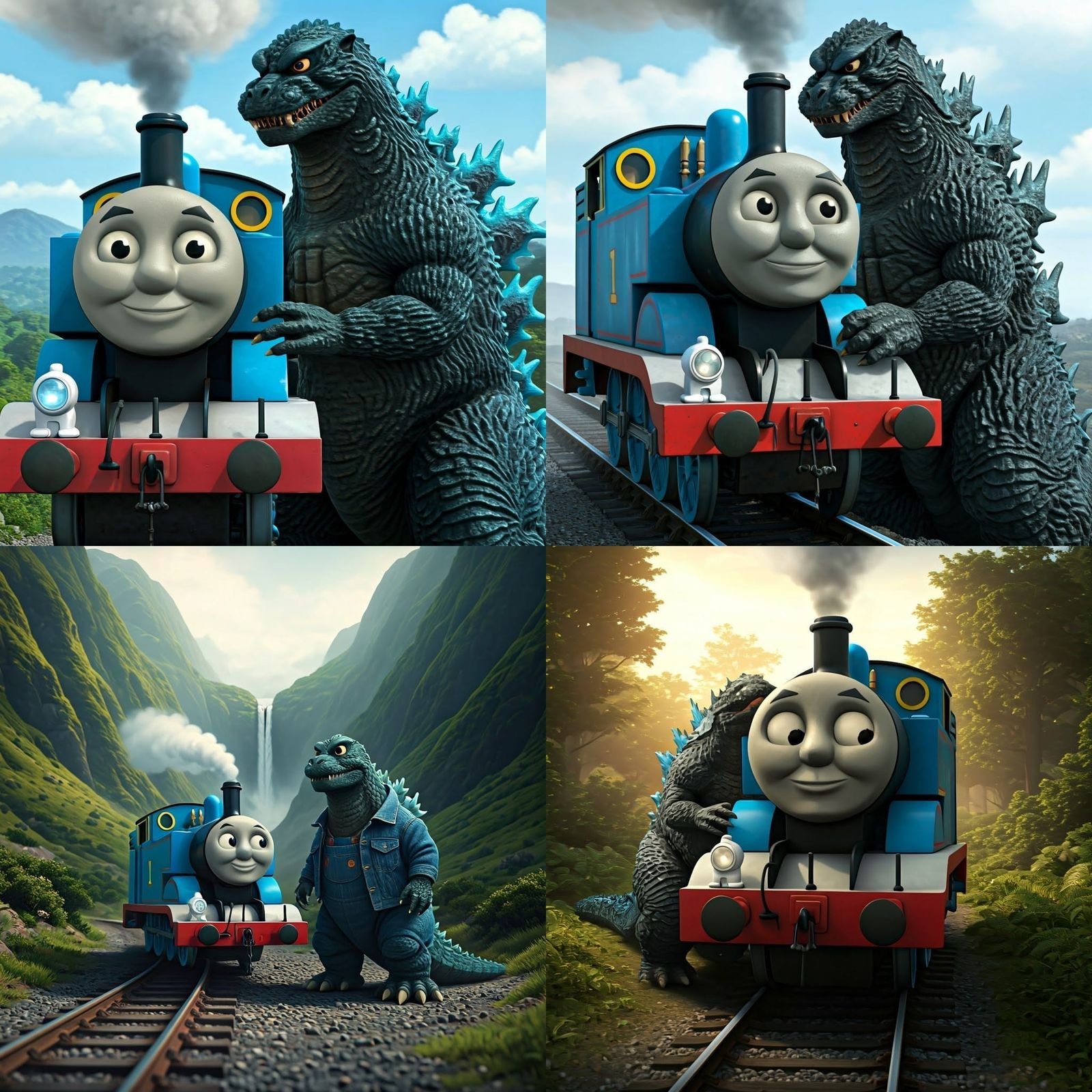 Thomas and Godzilla: Wholesome Brothers in a Film Still