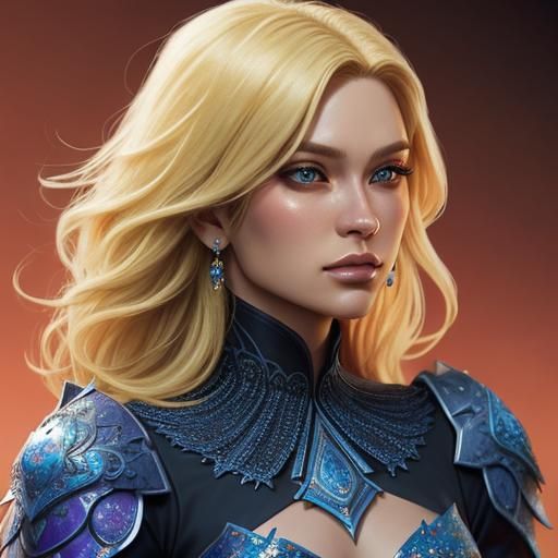 Blonde Girl at a Ball: Hyperrealistic Splash Art