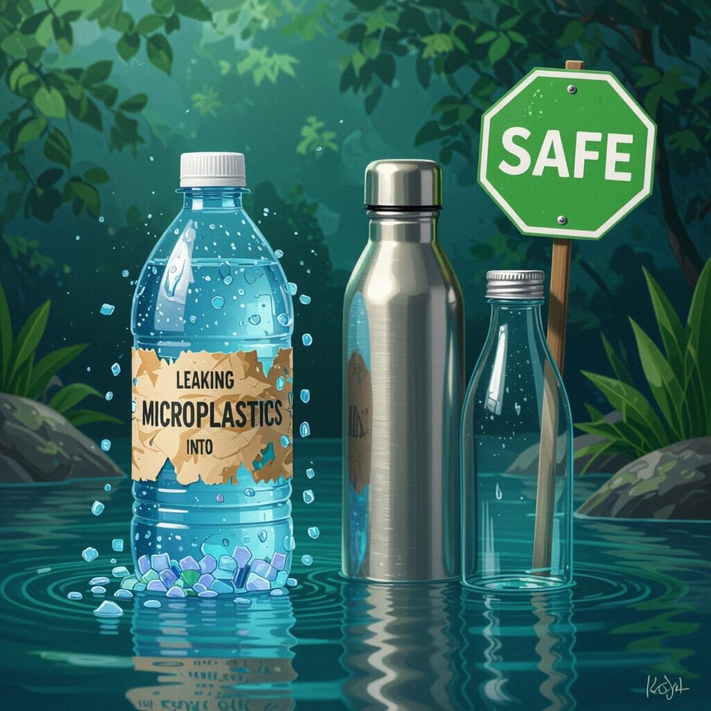 Microplastics vs Safe Bottles: Ecological Illustration