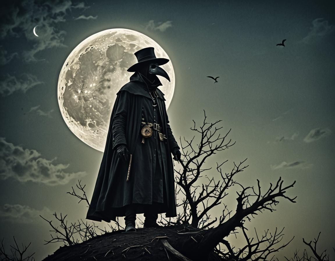 Dramatic Plague Doctor Silhouette in HDR