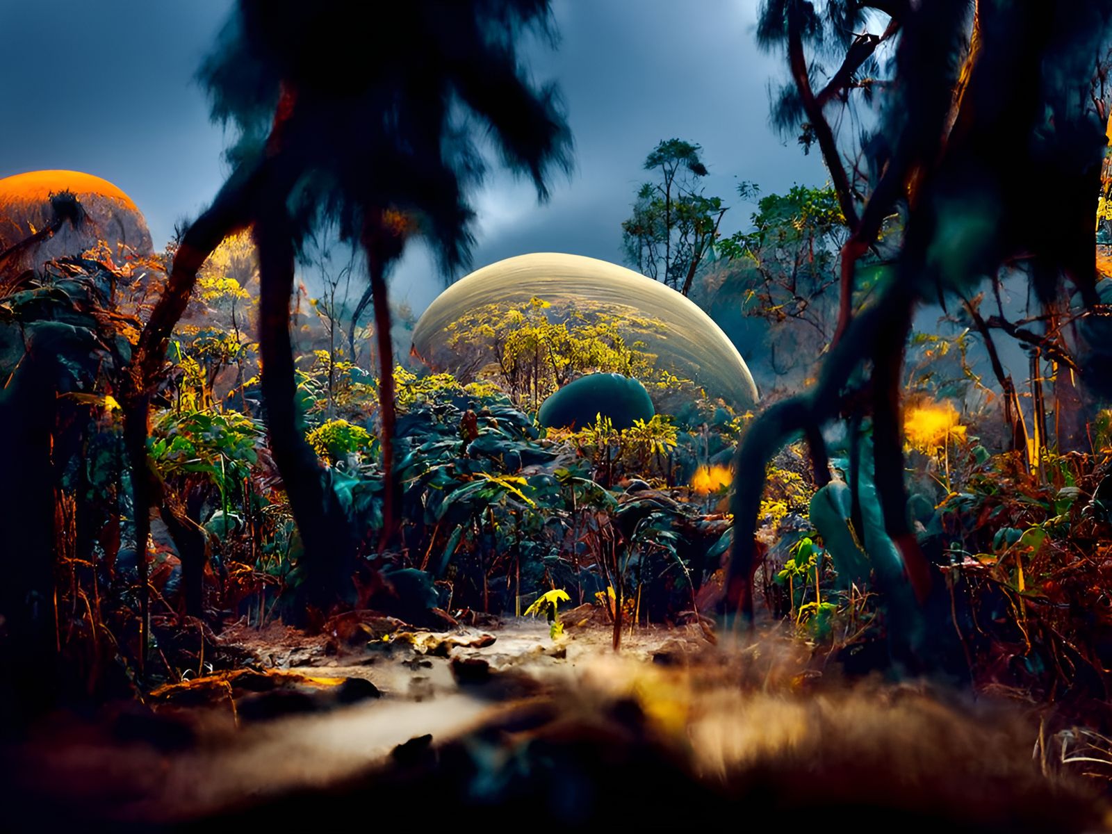 Alien Jungle World in Retro Sci-Fi Style
