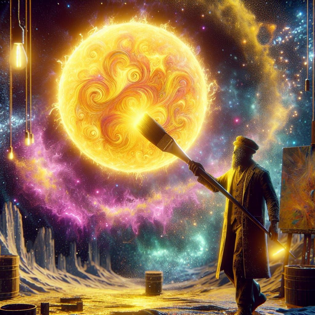 Man Paints Sun in Hyper-Realistic Detail