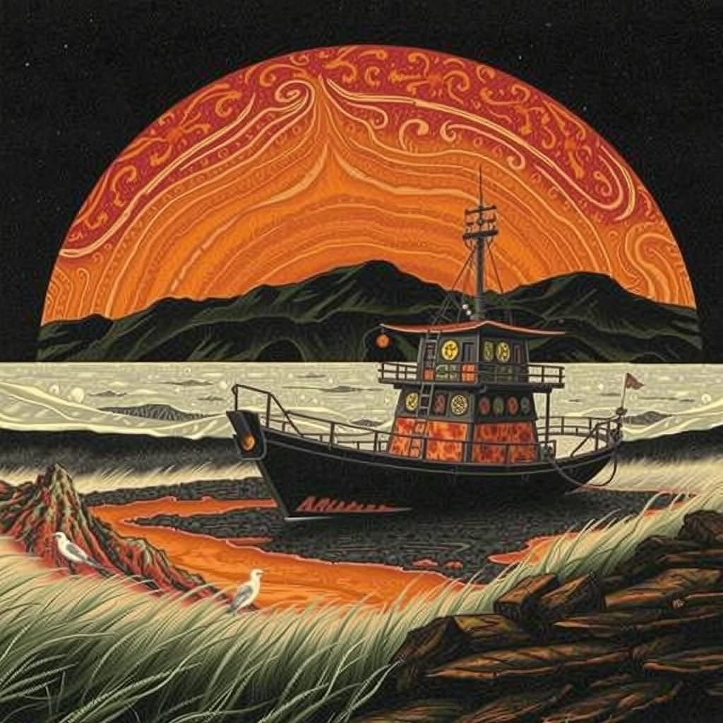 Black Island: Expressive Pastel Drawing in Wood Engraving St...